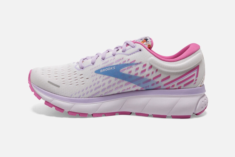 Brooks Ghost 13 Road Running Shoes Womens - White/Pink/Blue - HPIWA-1764